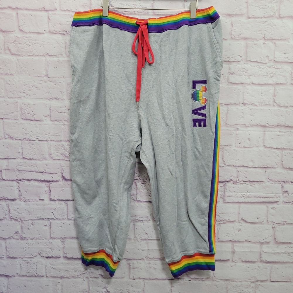 Disney Pride Rainbow Mickey Love Crop Sweatpants Women 3X Lounge Cozy Athleisure